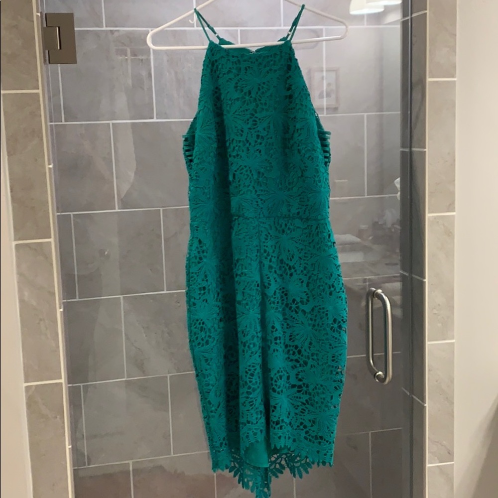 Adelyn Rae lace overlay cocktail dress